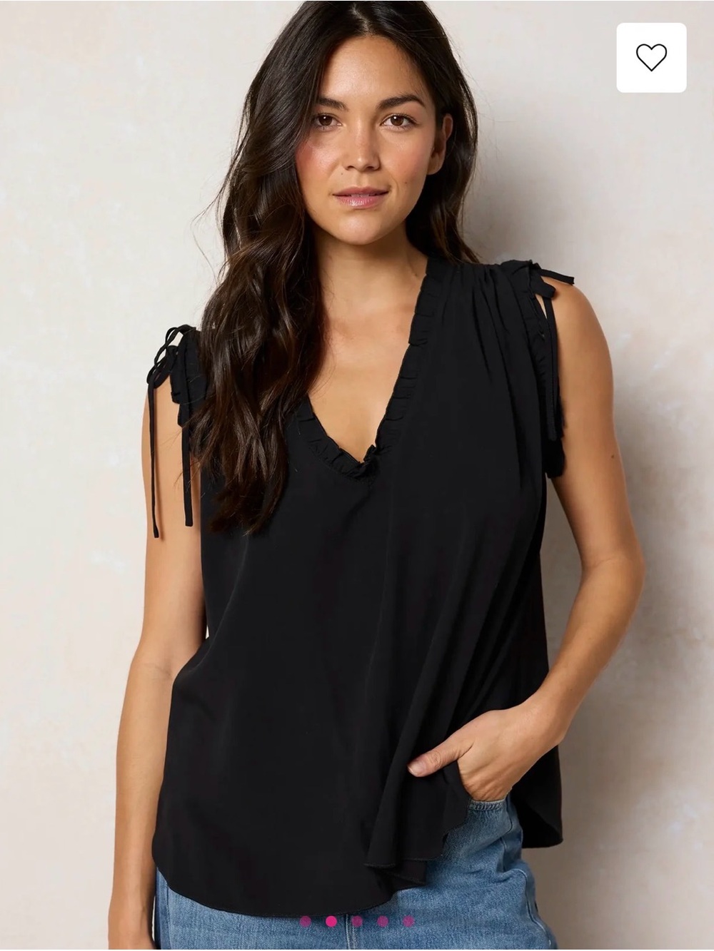 NWT NATURAL LIFE Ramona Black Ruffle V-Neck Tunic Top